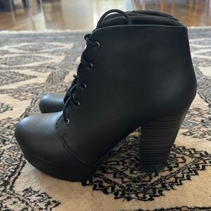 Black thick heel booties